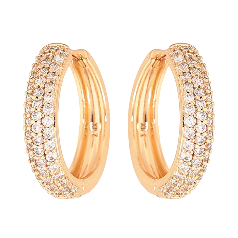 Серьги Xuping цвет Позолота 18К колечки "Инкрустация кристаллами" фото №1 Серьги Xuping цвет Позолота 18К колечки "Инкрустация кристаллами" фото №1