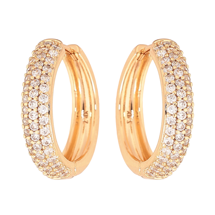 Серьги Xuping цвет Позолота 18К колечки "Инкрустация кристаллами" фото №1 Серьги Xuping цвет Позолота 18К колечки "Инкрустация кристаллами" фото №1