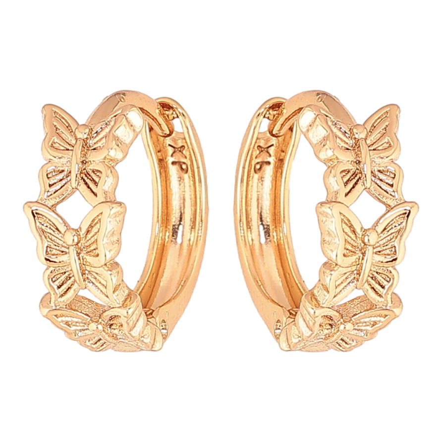 Сережки Xuping колір Позолота 18K колечка "Метелики" фото №1