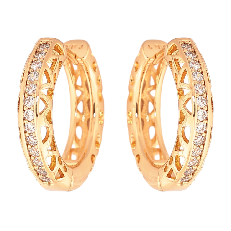 Сережки Xuping колір Позолота 18K колечка "Різний візерунок з доріжками кристалів" фото №12 Сережки Xuping колір Позолота 18K колечка "Різний візерунок з доріжками кристалів" фото №12