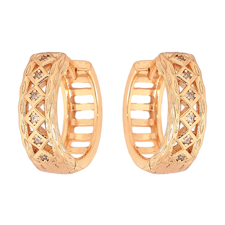 Сережки Xuping колір Позолота 18К колечка "Візерунок з кристалами" фото №1