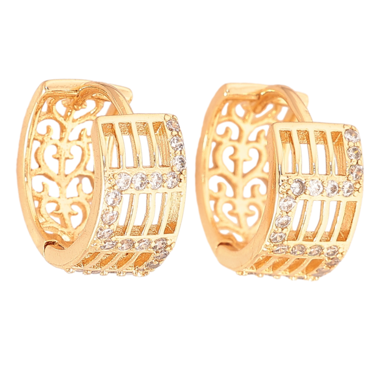 Сережки Xuping колір Позолота 18К колечка "Візерунок з кристалами" фото №21