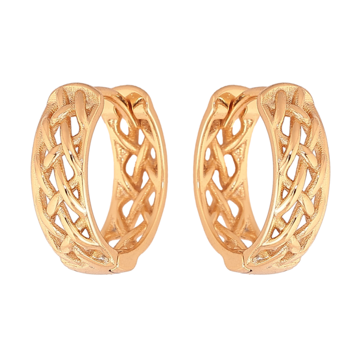 Сережки Xuping колір Позолота 18К колечка "Декоративний візерунок" фото №2