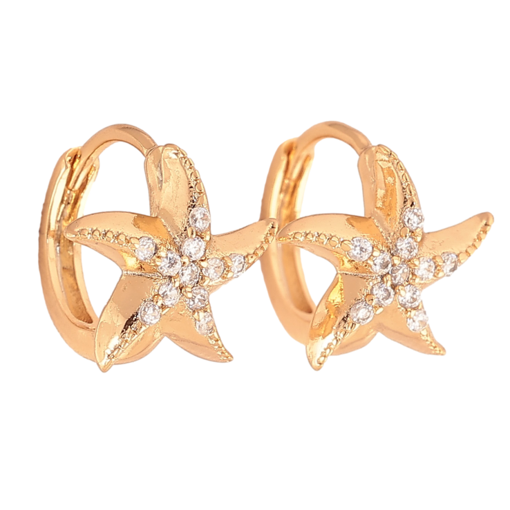 Сережки Xuping колір Позолота 18К колечка "Морські зірки" фото №6