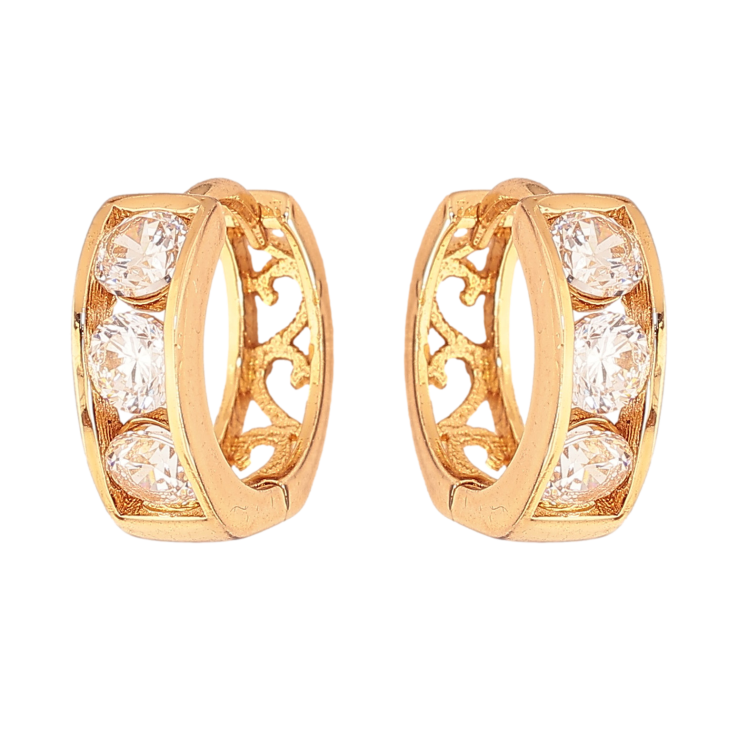 Сережки Xuping колір Позолота 18К колечка "Візерунок з кристалами" фото №21