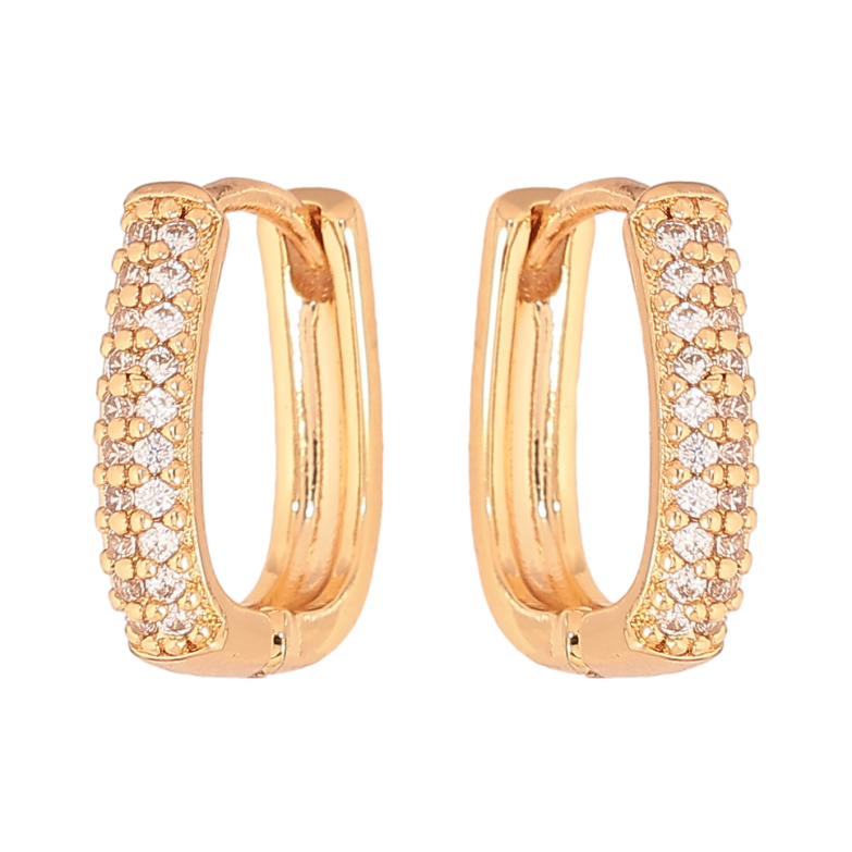 Серьги Xuping цвет Позолота 18К колечки "Инкрустация кристаллами" фото №1