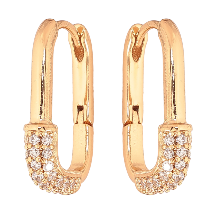 Сережки Xuping колір Позолота 18К колечка "Візерунок з інкрустацією кристалами" фото №1