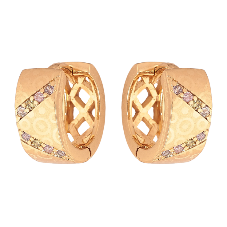 Сережки Xuping колір Позолота 18К колечка "Візерунок з кристалами" фото №24