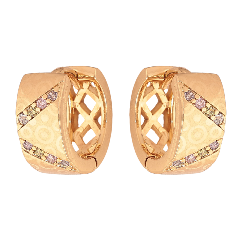 Серьги Xuping цвет Позолота 18К колечки "Узор с кристаллами" фото №1