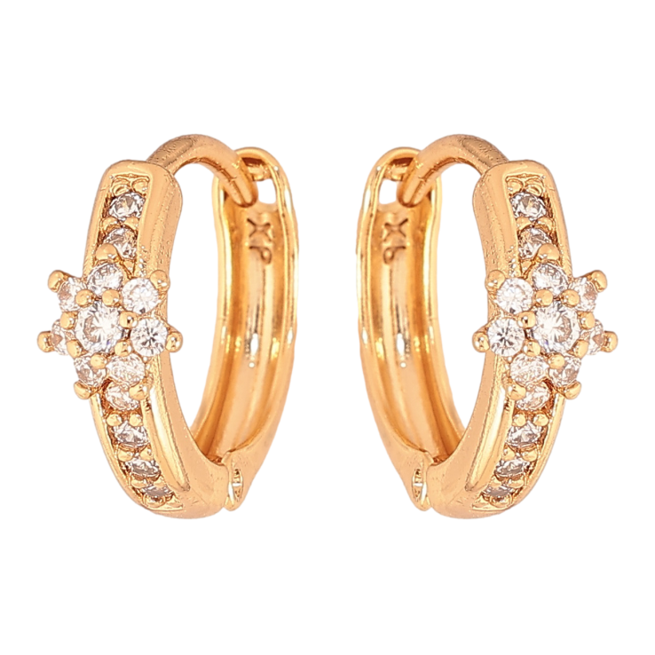 Сережки Xuping колір Позолота 18К колечка "Кристальна квіточка" фото №22 Сережки Xuping колір Позолота 18К колечка "Кристальна квіточка" фото №22