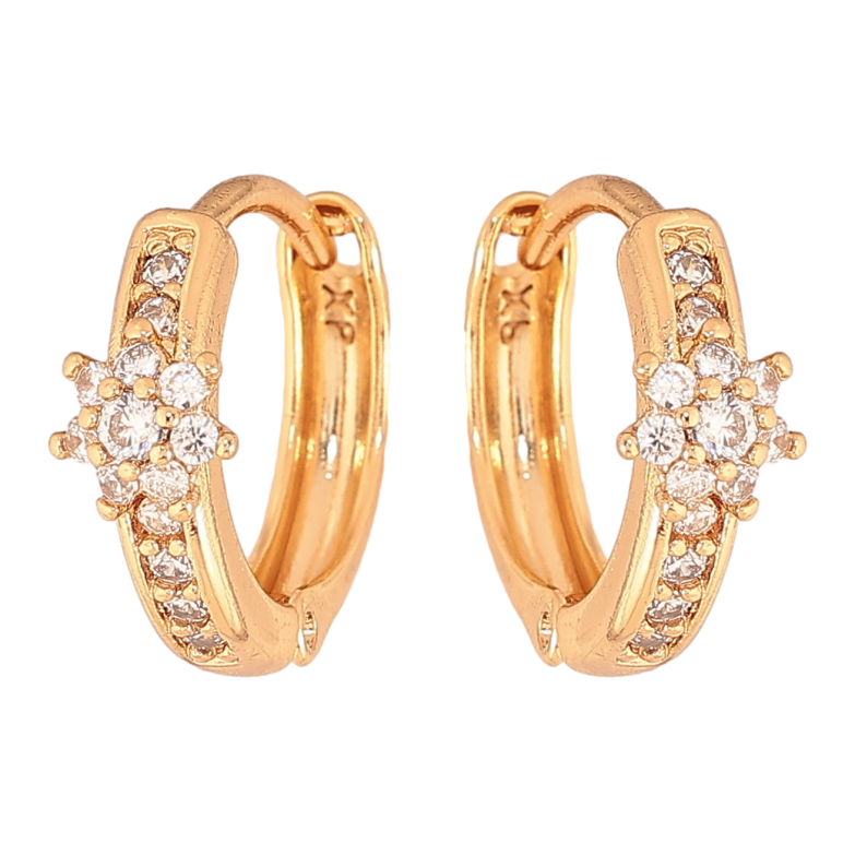 Сережки Xuping колір Позолота 18К колечка "Кристальна квіточка" фото №1