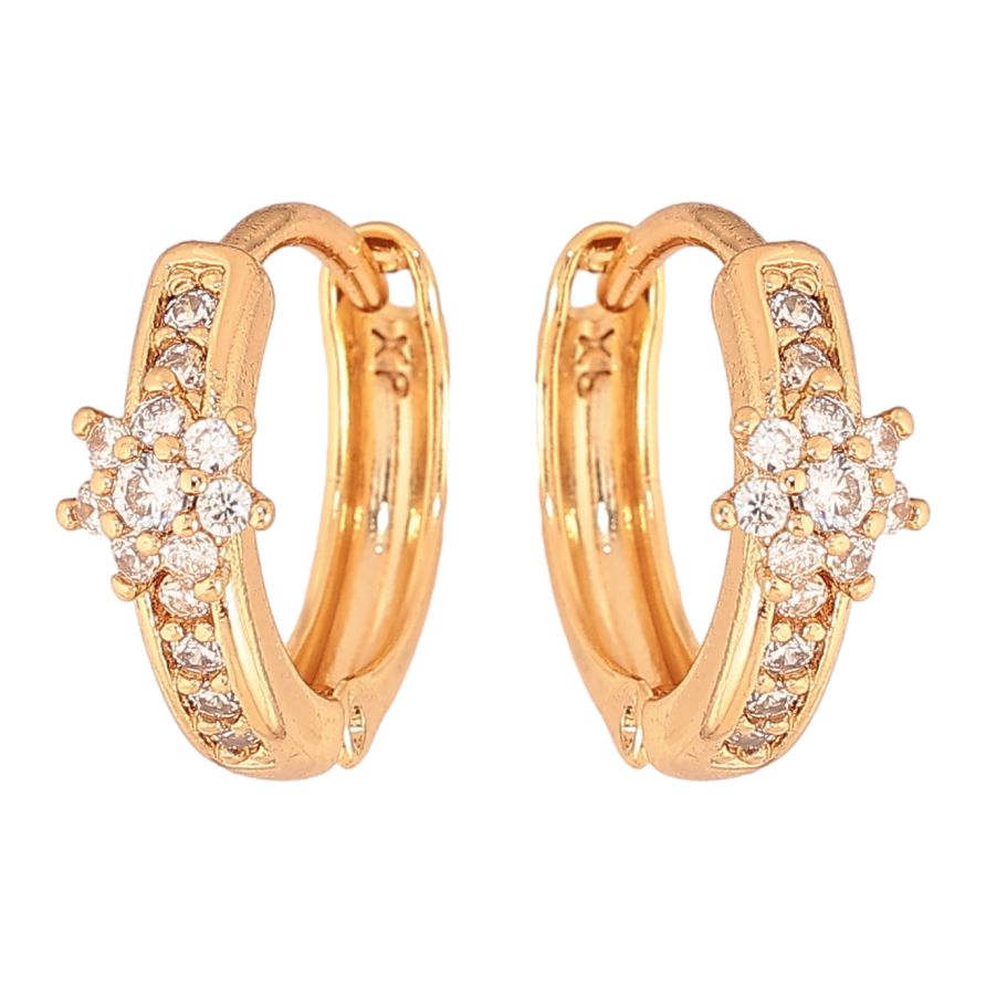 Сережки Xuping колір Позолота 18К колечка "Кристальна квіточка" фото №1