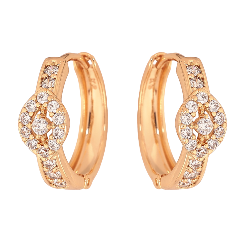 Серьги Xuping цвет Позолота 18К колечки "Узор с кристаллами" фото №1