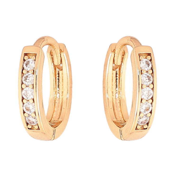 Сережки Xuping колір Позолота 18К колечка "Дорожки кристалів" фото №2