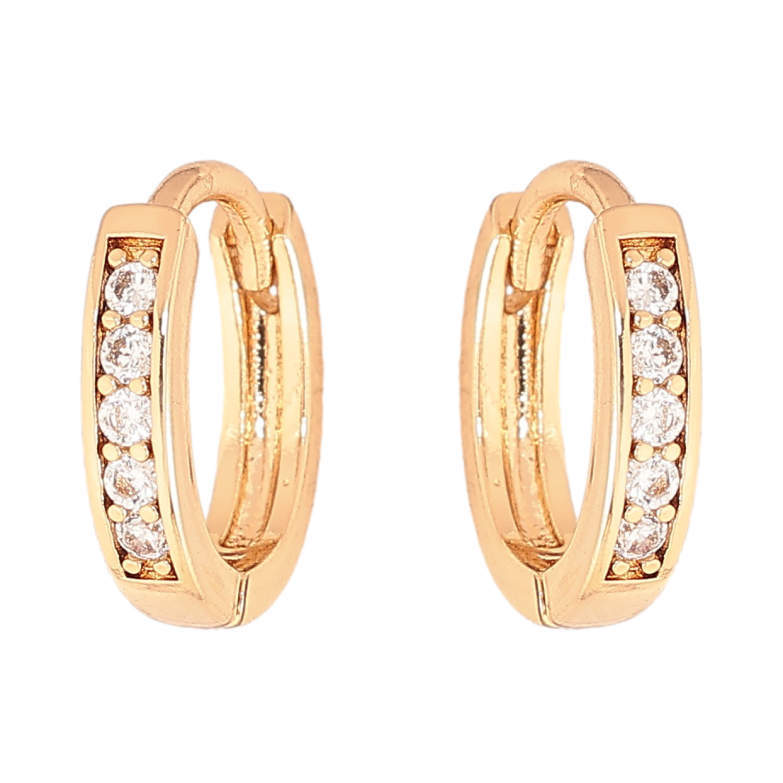 Сережки Xuping колір Позолота 18К колечка "Дорожки кристалів" фото №1 Сережки Xuping колір Позолота 18К колечка "Дорожки кристалів" фото №1