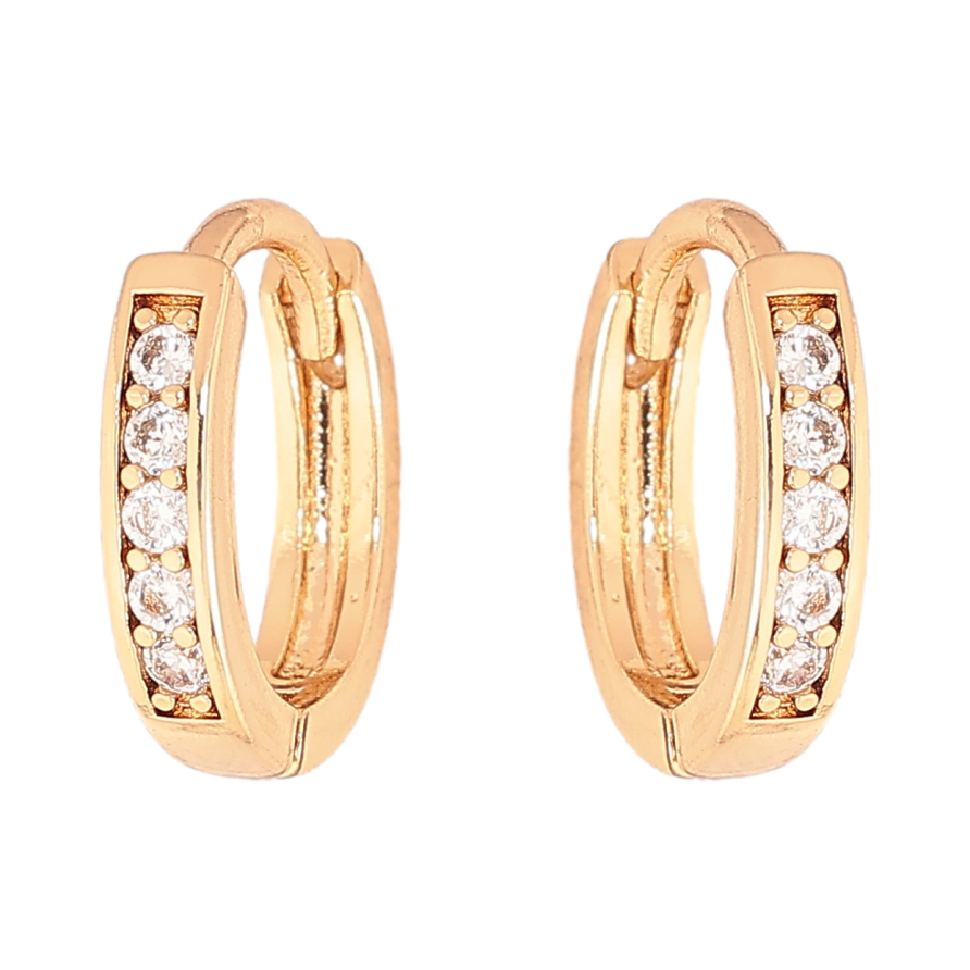 Сережки Xuping колір Позолота 18К колечка "Дорожки кристалів" фото №1 Сережки Xuping колір Позолота 18К колечка "Дорожки кристалів" фото №1