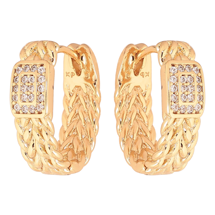 Серьги Xuping цвет Позолота 18K колечки "Декоративный узор с кристаллами"  фото №23