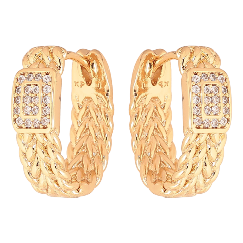 Сережки Xuping колір Позолота 18K колечка "Декоративний візерунок з кристалами" фото №1