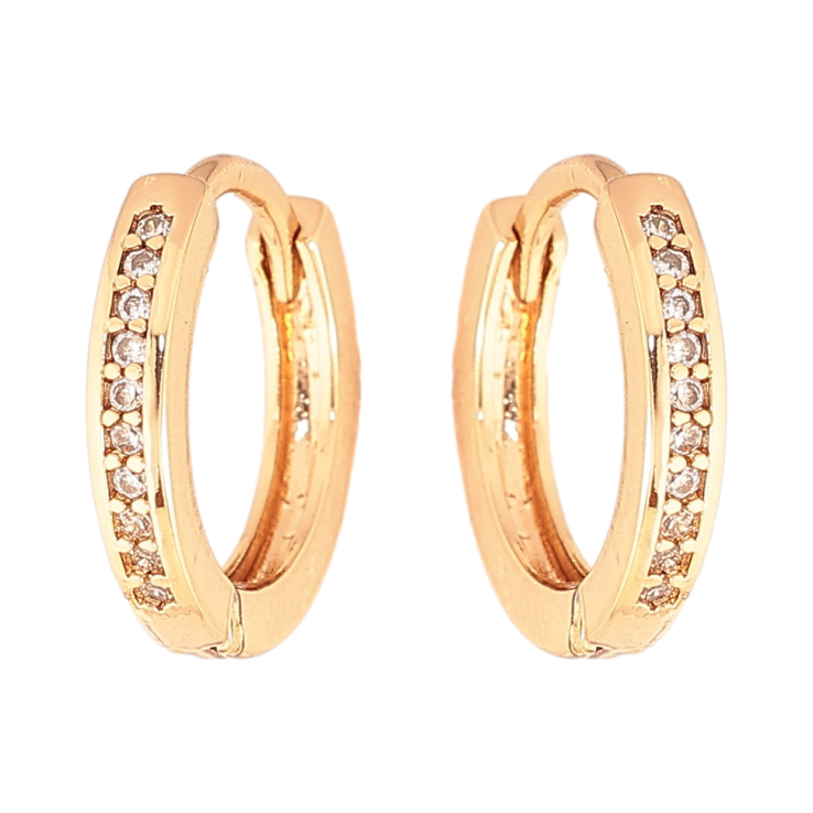 Сережки Xuping колір Позолота 18K колечка "Доріжки кристалів" фото №10 Сережки Xuping колір Позолота 18K колечка "Доріжки кристалів" фото №10