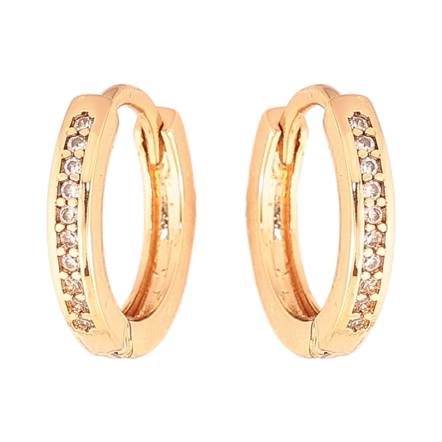 Сережки Xuping колір Позолота 18K колечка "Доріжки кристалів" фото №1