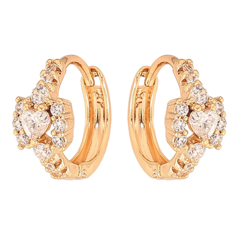 Серьги Xuping цвет Позолота 18К колечки "Узор с кристаллами" фото №1