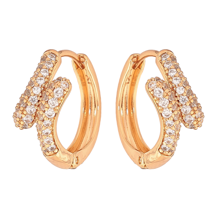 Серьги Xuping цвет Позолота 18К колечки "Узор с инкрустацией кристаллами" фото №15