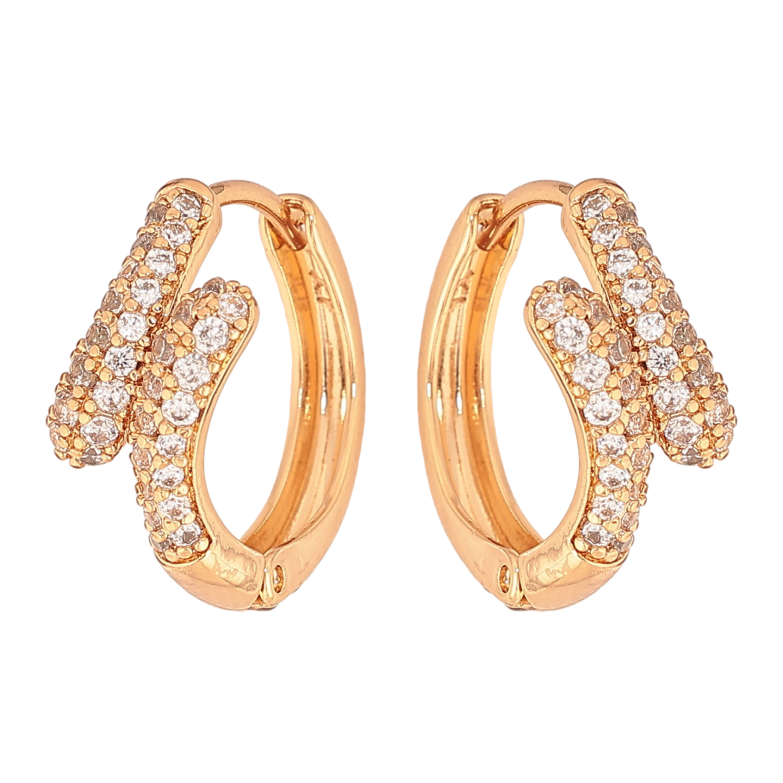 Серьги Xuping цвет Позолота 18К колечки "Узор с инкрустацией кристаллами" фото №1 Серьги Xuping цвет Позолота 18К колечки "Узор с инкрустацией кристаллами" фото №1