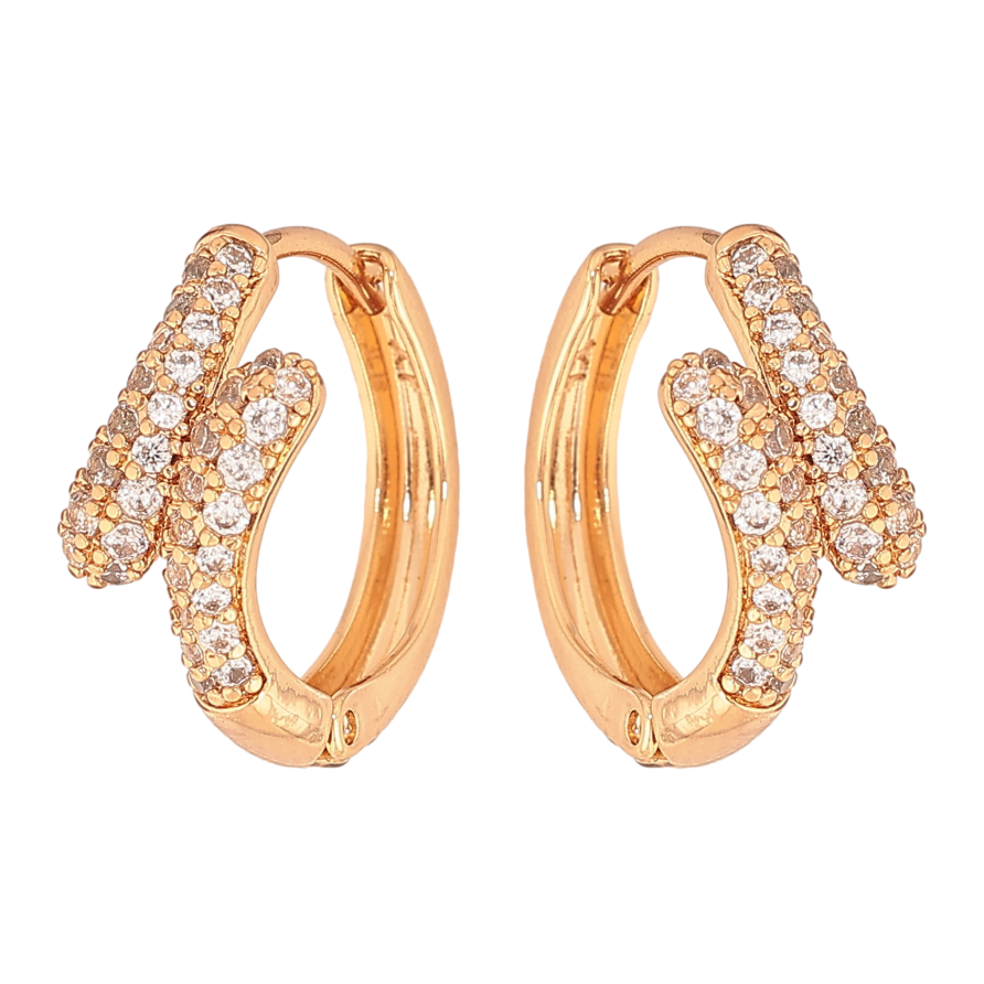 Серьги Xuping цвет Позолота 18К колечки "Узор с инкрустацией кристаллами" фото №1