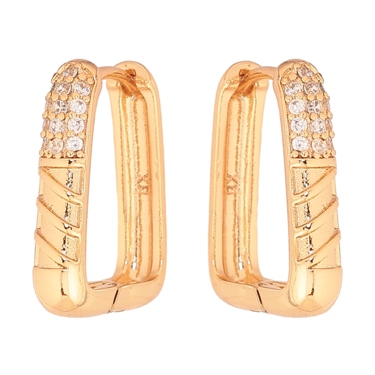 Серьги Xuping цвет Позолота 18К колечки "Узор с кристаллами" фото №25