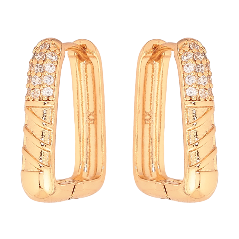 Серьги Xuping цвет Позолота 18К колечки "Узор с кристаллами" фото №1