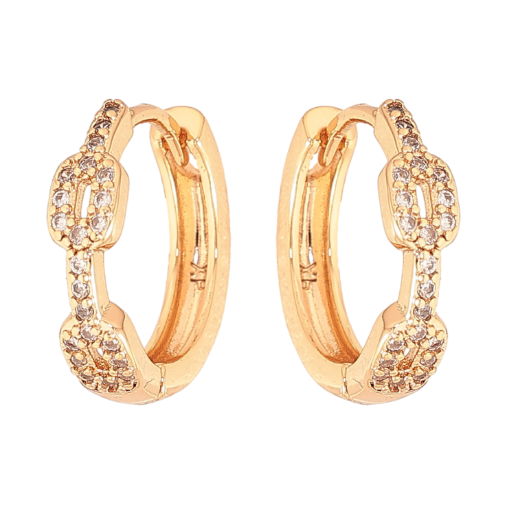 Сережки Xuping колір Позолота 18К колечка "Візерунок з кристалами" фото №3 Сережки Xuping колір Позолота 18К колечка "Візерунок з кристалами" фото №3