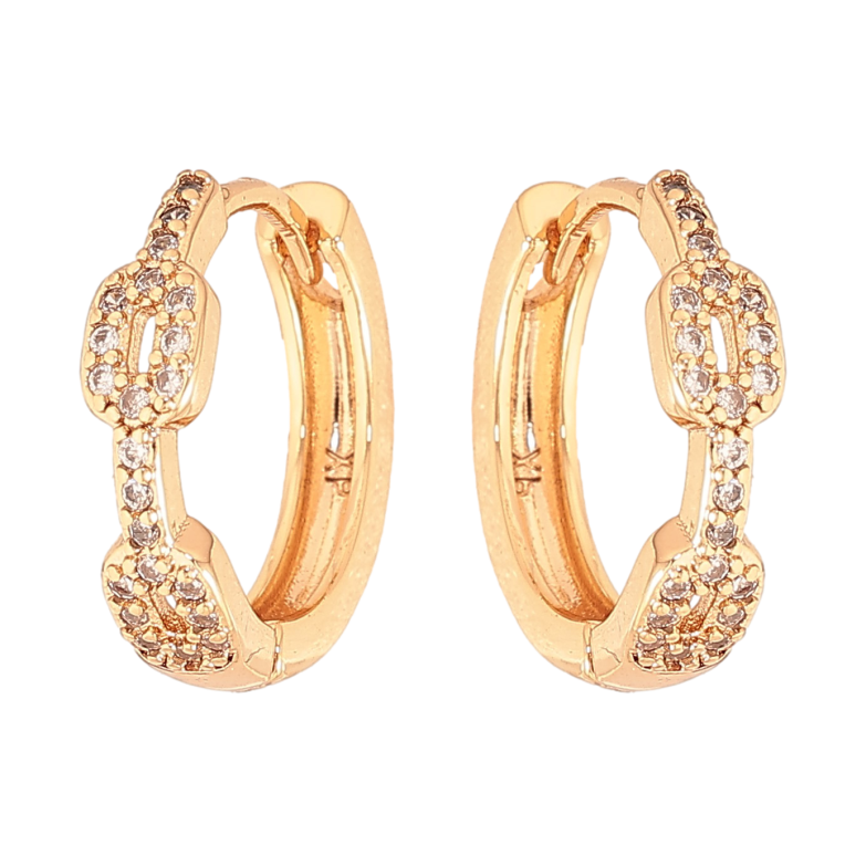 Серьги Xuping цвет Позолота 18К колечки "Узор с кристаллами" фото №1 Серьги Xuping цвет Позолота 18К колечки "Узор с кристаллами" фото №1