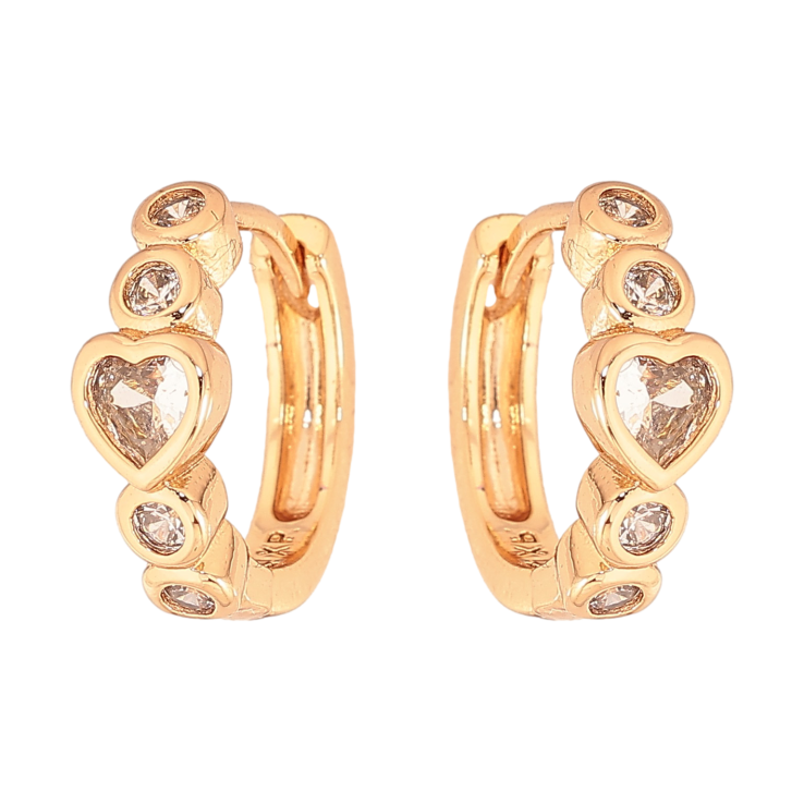 Сережки Xuping колір Позолота 18К колечка "Кристальні серця" фото №4