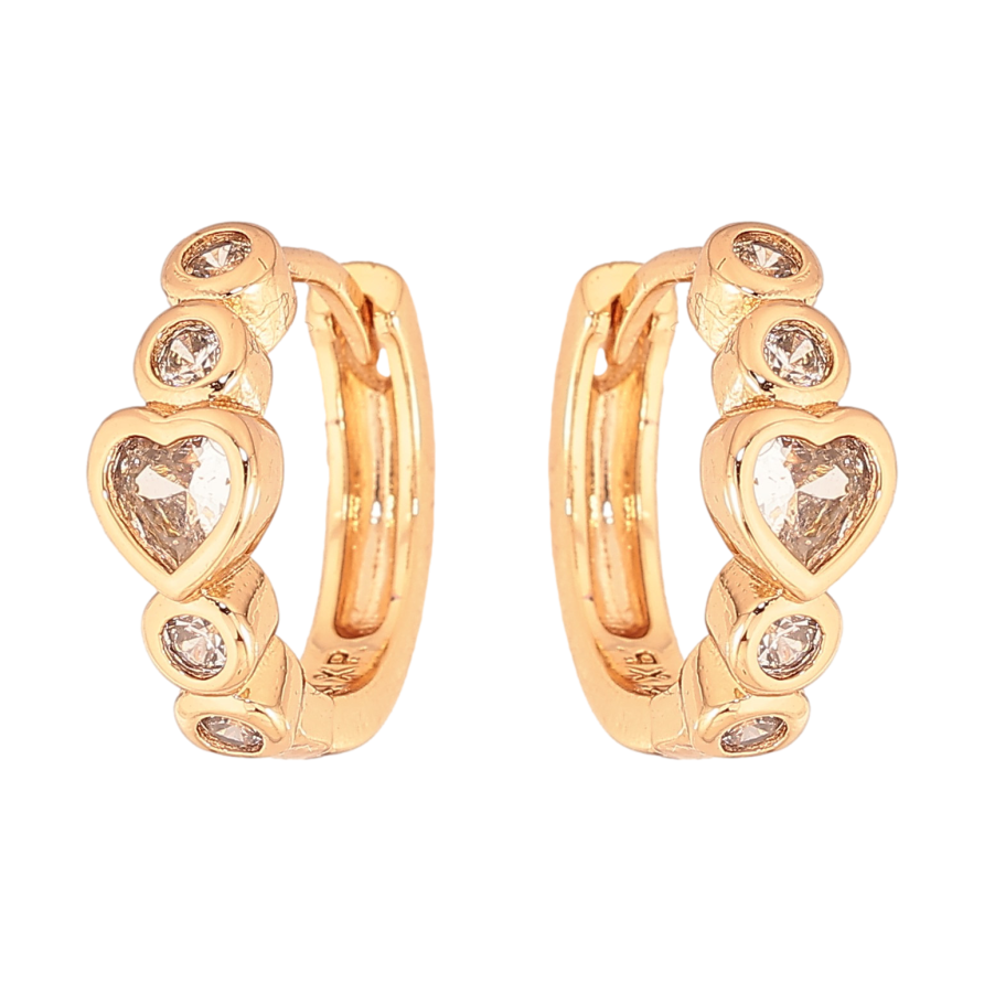 Сережки Xuping колір Позолота 18К колечка "Кристальні серця" фото №1 Сережки Xuping колір Позолота 18К колечка "Кристальні серця" фото №1
