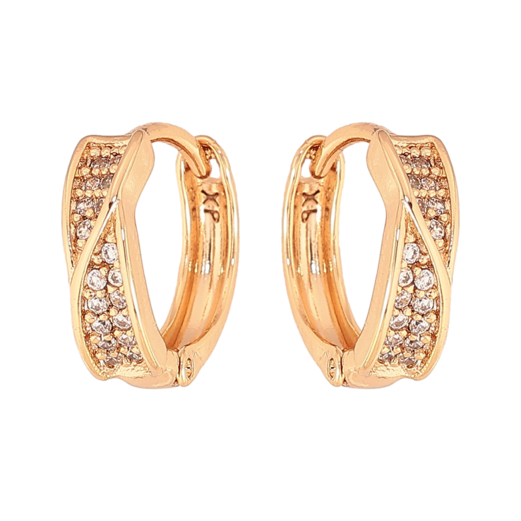 Сережки Xuping колір Позолота 18К колечка "Візерунок з кристалами" фото №2