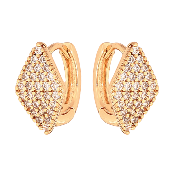 Серьги Xuping цвет Позолота 18К колечки "Ромбы с инкрустацией кристаллами" фото №21