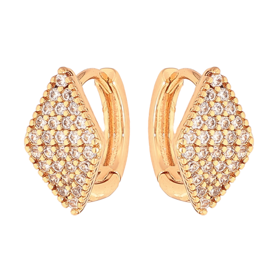 Серьги Xuping цвет Позолота 18К колечки "Ромбы с инкрустацией кристаллами" фото №1