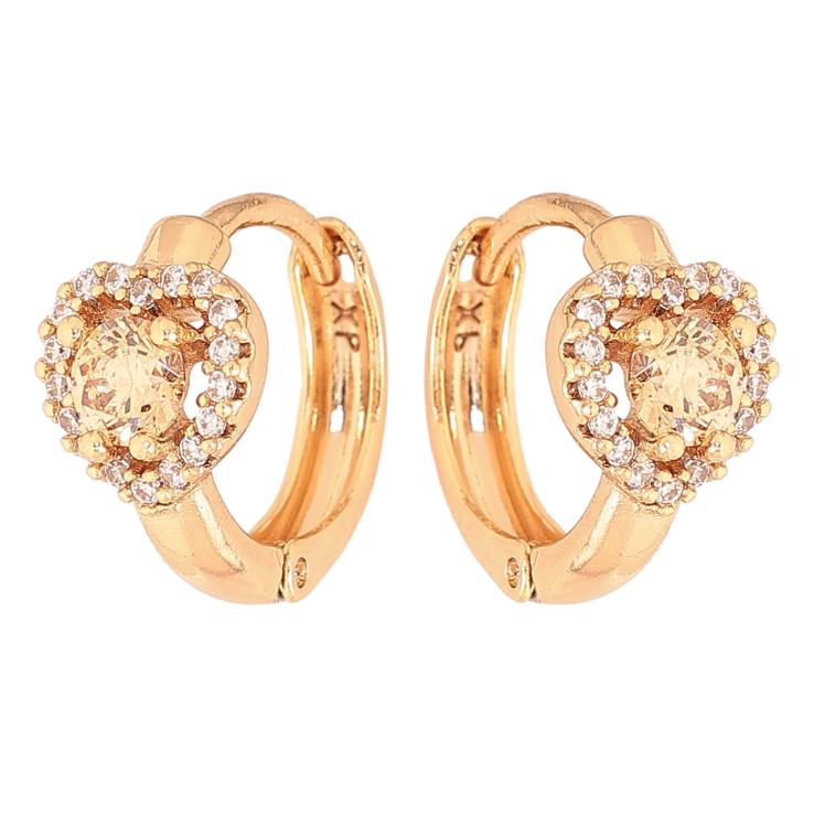 Серьги Xuping цвет Позолота 18К колечки "Сердечки с кристаллами" фото №12