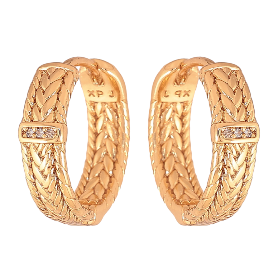 Серьги Xuping цвет Позолота 18К колечки "Декоративный узор" фото №1