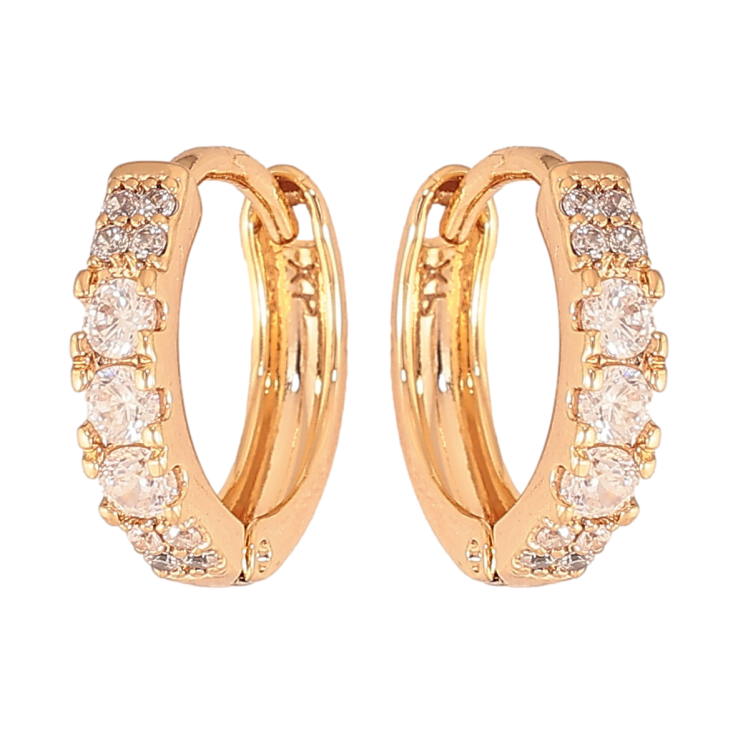 Серьги Xuping цвет Позолота 18К колечки "Дорожки кристаллов" фото №13