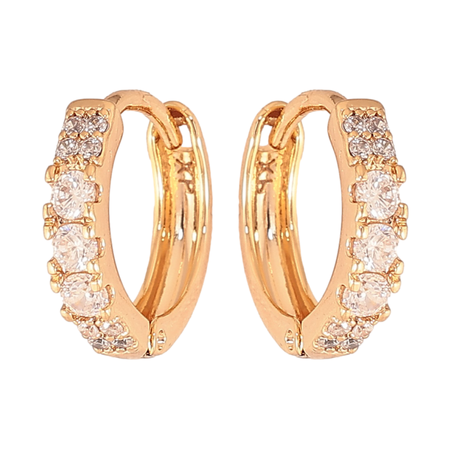 Серьги Xuping цвет Позолота 18К колечки "Дорожки кристаллов" фото №1