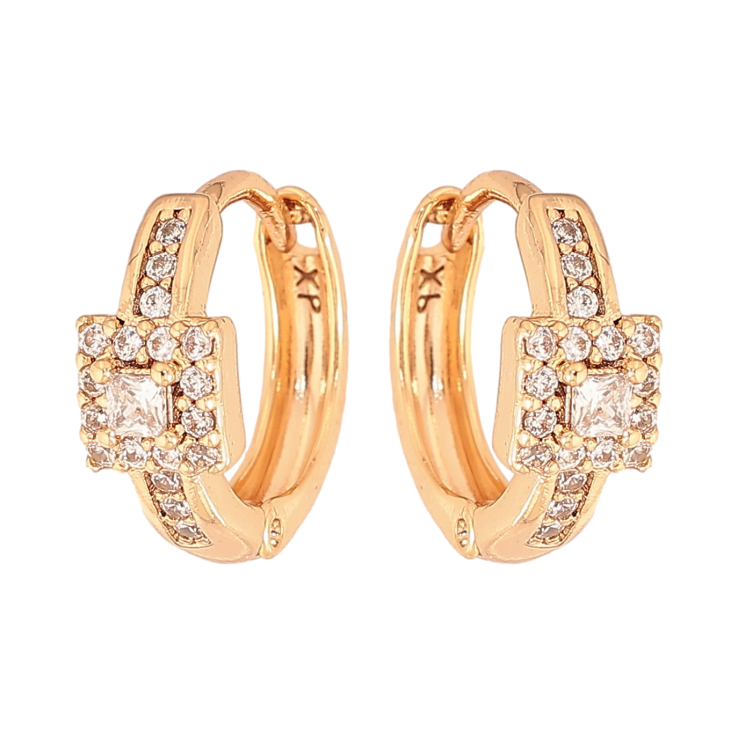 Серьги Xuping цвет Позолота 18К колечки "Узор с кристаллами" фото №19