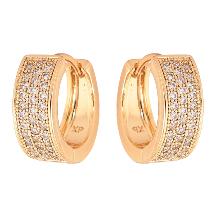 Серьги Xuping цвет Позолота 18K колечки "Инкрустация кристаллами" фото №8