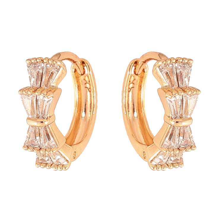 Серьги Xuping цвет Позолота 18К колечки "Узор с кристаллами" фото №19