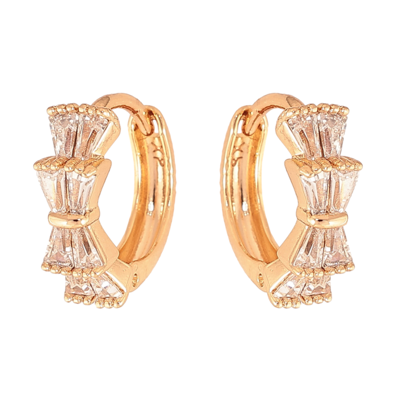 Серьги Xuping цвет Позолота 18К колечки "Узор с кристаллами" фото №1 Серьги Xuping цвет Позолота 18К колечки "Узор с кристаллами" фото №1