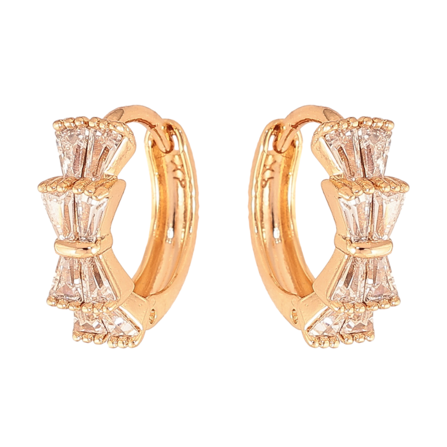 Серьги Xuping цвет Позолота 18К колечки "Узор с кристаллами" фото №1 Серьги Xuping цвет Позолота 18К колечки "Узор с кристаллами" фото №1