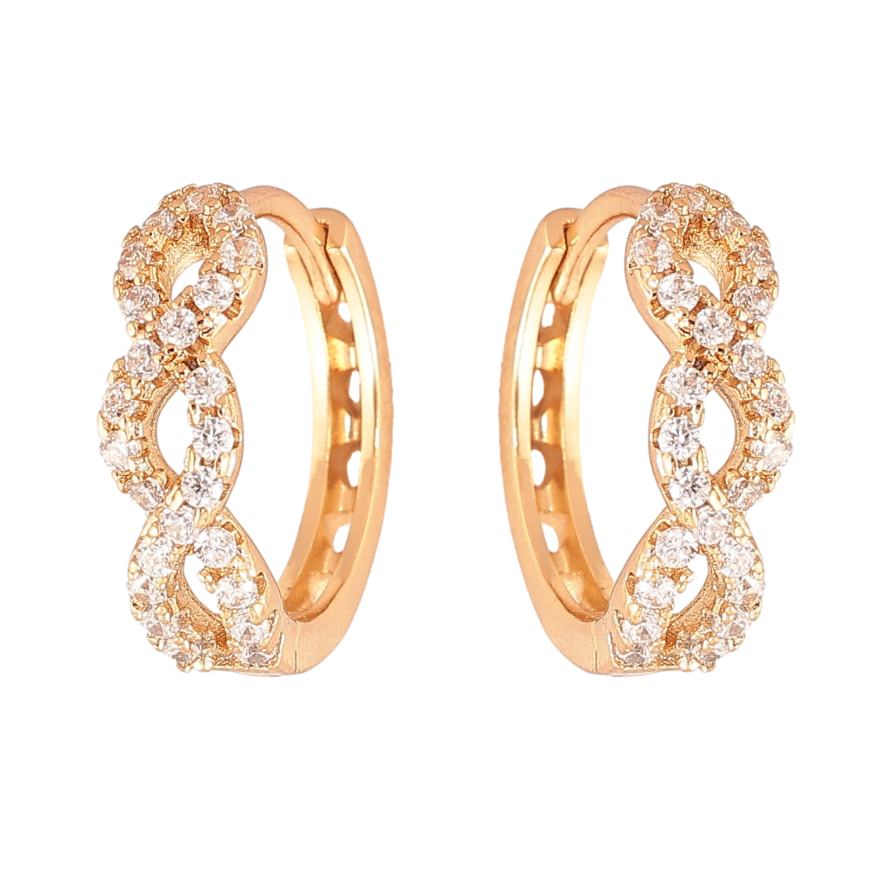 Сережки Xuping колір Позолота 18К колечка "Візерунок з кристалами" фото №1