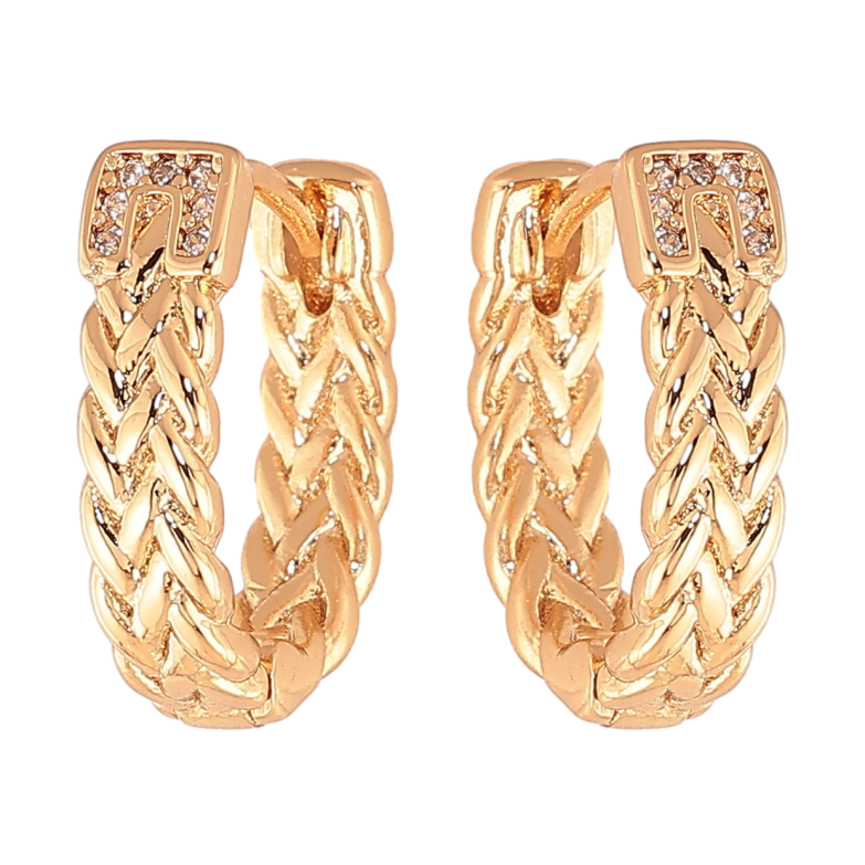 Серьги Xuping цвет Позолота 18K колечки "Декоративный узор с кристаллами"  фото №1