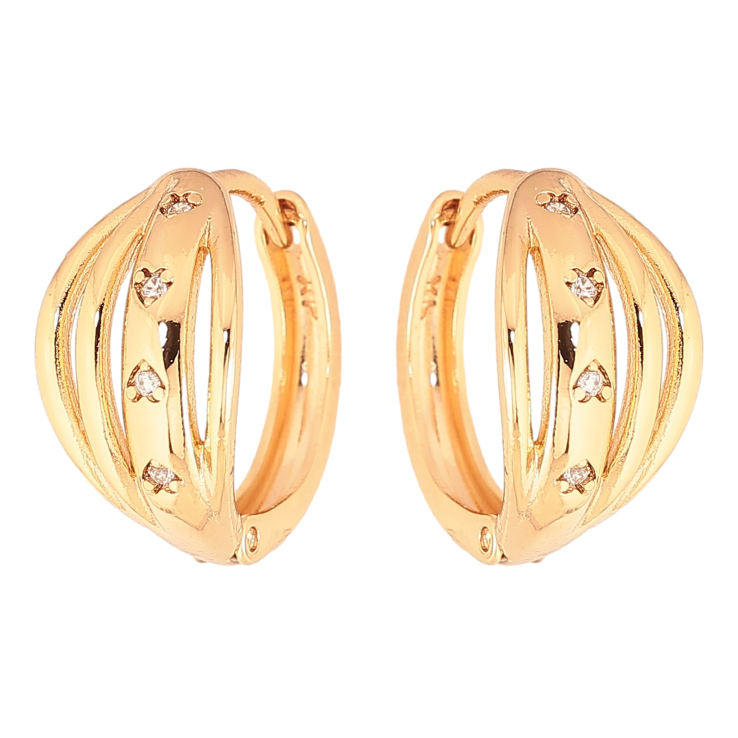 Сережки Xuping колір Позолота 18K колечка "Візерунок з кристалами" фото №25 Сережки Xuping колір Позолота 18K колечка "Візерунок з кристалами" фото №25