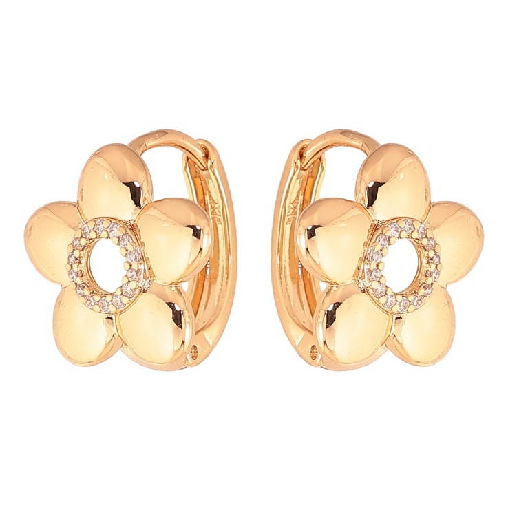 Сережки Xuping колір Позолота 18K колечка "Квіточки з кристалами" фото №16 Сережки Xuping колір Позолота 18K колечка "Квіточки з кристалами" фото №16